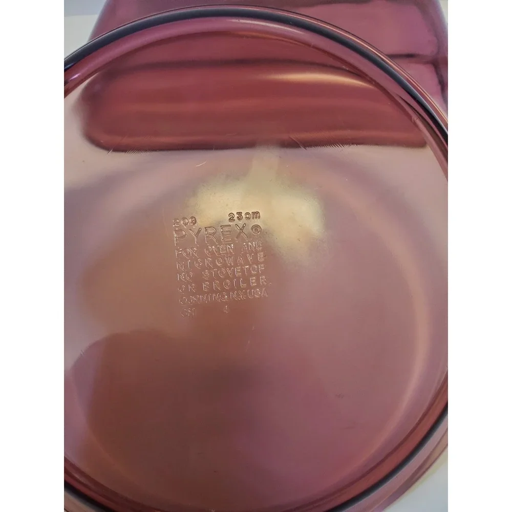 Vintage Lot 2 PYREX Glass Cranberry 2L Corning Casserole Dish 232R Pie Plate 209